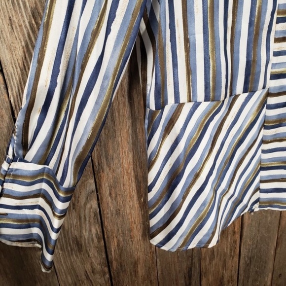 ZARA Striped Mix Print Satin-Feel Blouse - Picture 5 of 11